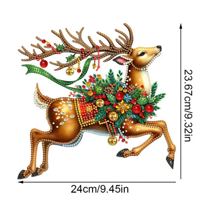 POETRYDRAW DIY Diamond Art Ornament Desktop Kit Christmas Elk, Stand Up Acrylic Diamonds Painting Ornament for Adults, 5D Special Diamond Gem Craft Tabletop Placement Board Kit