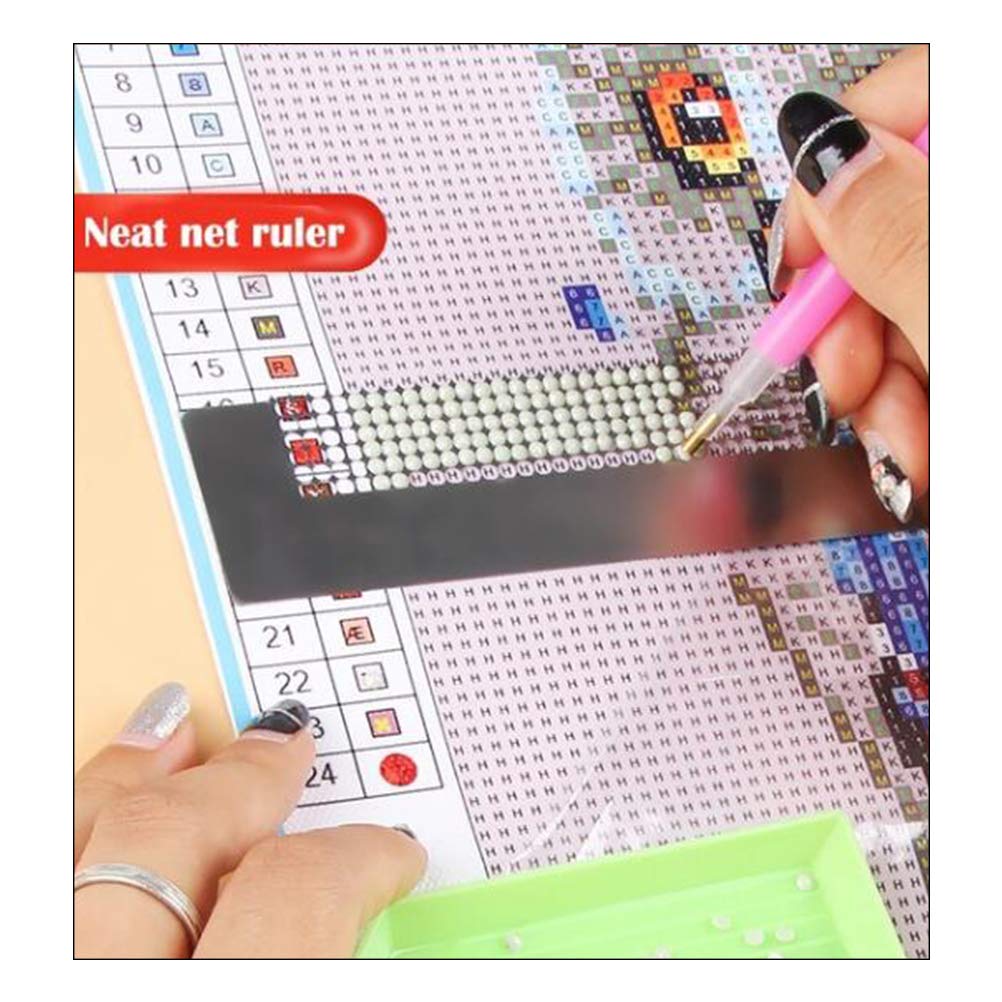 Rhinestone Painting Drawing Tool, Sewing Ruler Dot Drill Embroidery Mesh Ruler Stainless Steel (12)