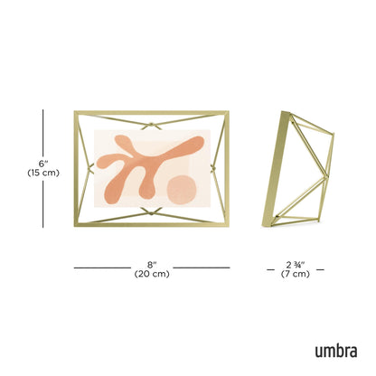 Umbra Prisma 4x6 Picture Frame, Metal Floating Wall or Desk Photo Display for Pictures, Art, Illustrations, and More, Brass