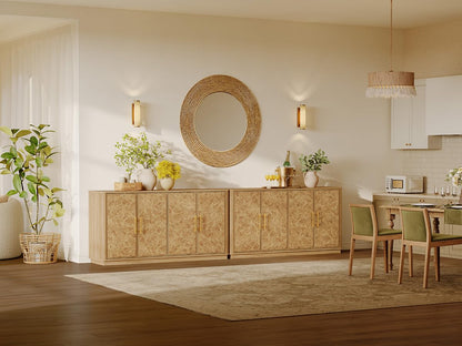 SICOTAS Buffet Cabinet with Storage - Burluxe 59" Sideboard Cabinet with 4 Doors Luxury Burl Storage Cabinet Accent Credenza Large Media Console Table for Living Room Dining Room Entryway Kitchen