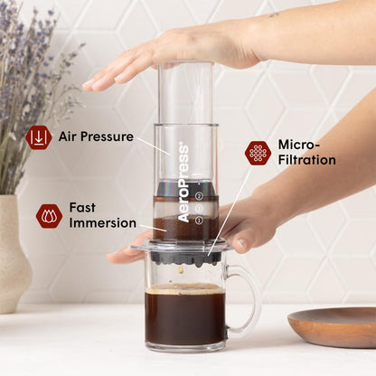AeroPress Original Coffee Press - All-in-One French Press, Pour-Over & Espresso Style Manual Brewer, 2 Min Brew for Less Bitterness, More Flavor, Small Portable Coffee Maker, Travel & Camping