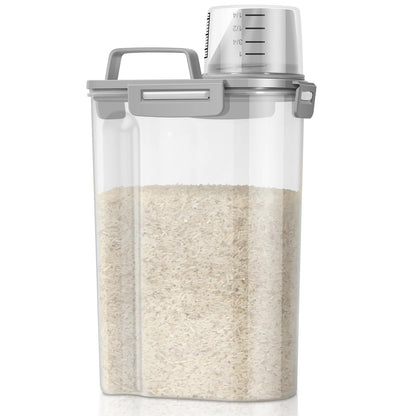 TBMax Rice Storage Container 3 to 5 Lbs - Small Pet Dog Cat Food Container Dispenser with Easy Pouring Spout & Cup, Portable Cereal Container for Small Spaces, Travel, or Daily Use
