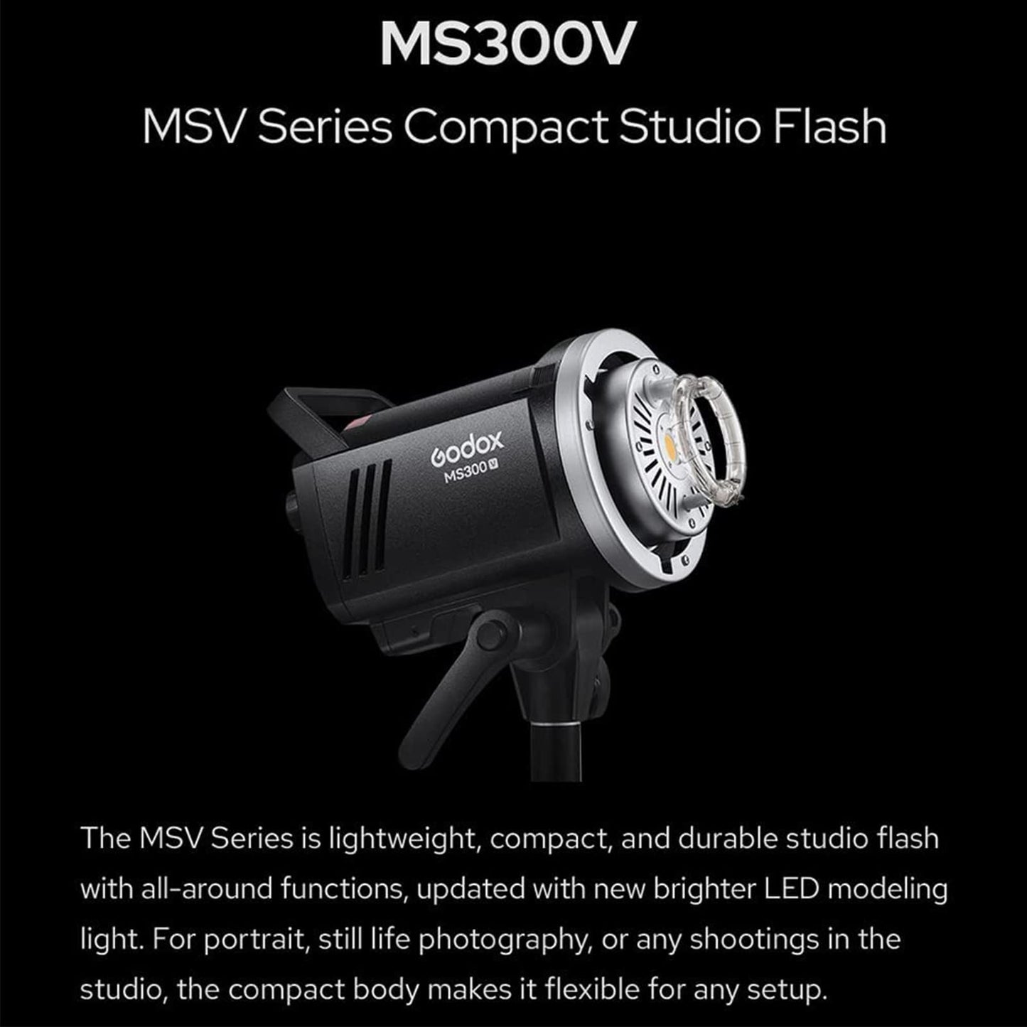Godox MS300V 300W Studio Strobe Light Kit,2.4G Bowens Mount Photography Light with CF80 Quick Installation Softbox,Stainless Steel Light Stand,5-in-1 Light Reflector for Studio Photography Lighting