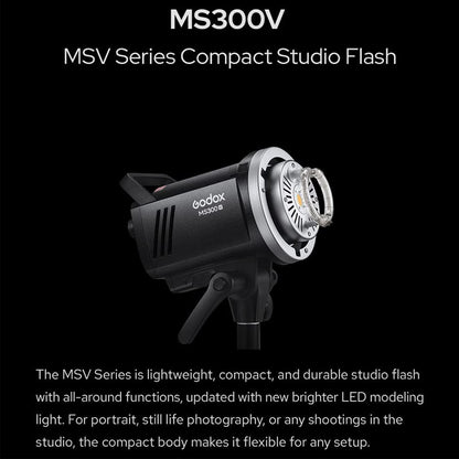 Godox MS300V 300W Studio Strobe Light Kit,2.4G Bowens Mount Photography Light with CF80 Quick Installation Softbox,Stainless Steel Light Stand,5-in-1 Light Reflector for Studio Photography Lighting