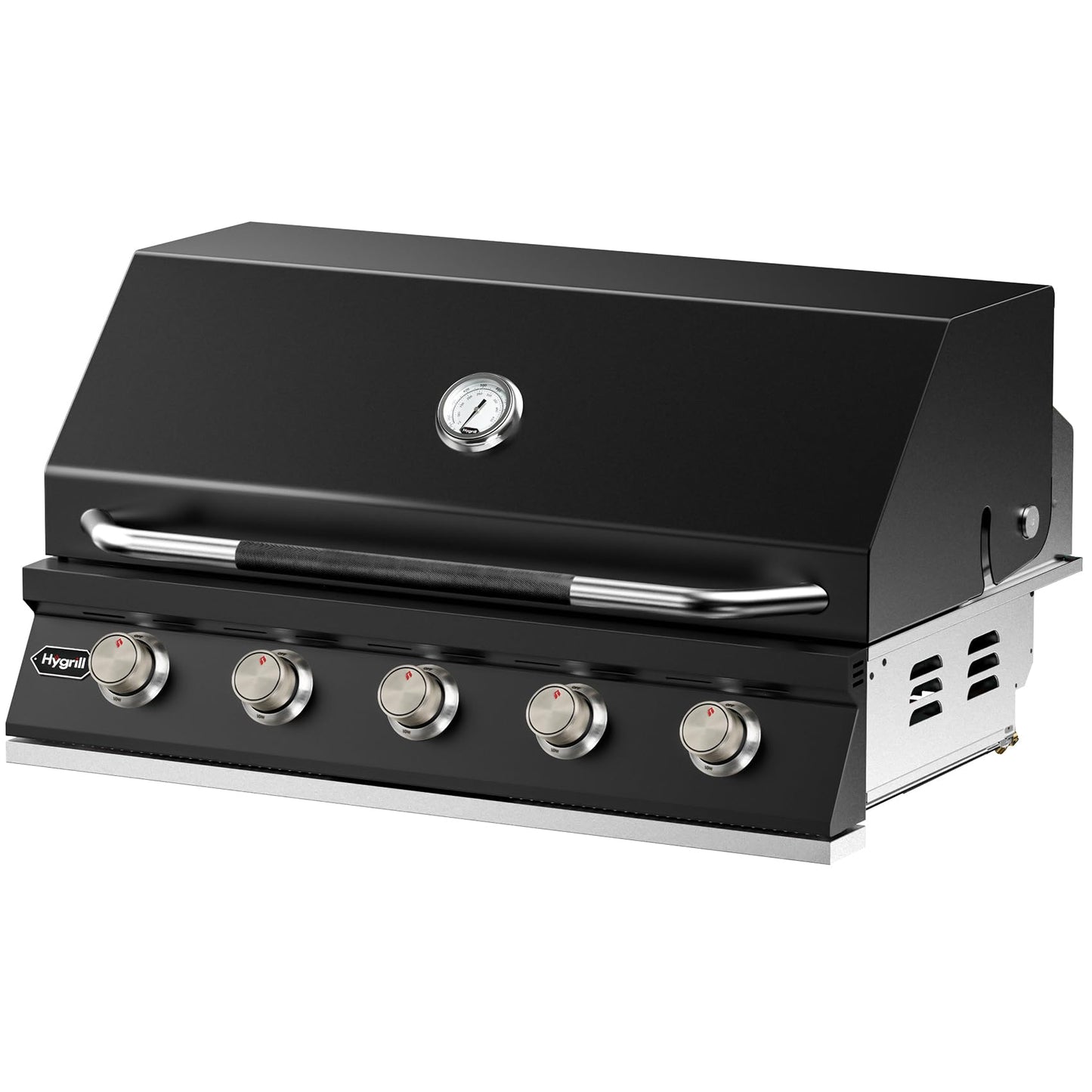 Hygrill STD Series 40-Inch Built In Grill for Liquid Propane, Stainless Steel Outdoor Kitchen 5-Burner Grill Head, Black