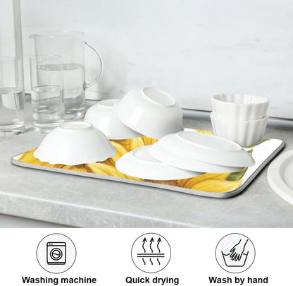 Watercolor Pattern Dish Drying Mat for Kitchen Counter, 18" x 16" Microfiber Absorbent Drying Pad, Heat-resistant