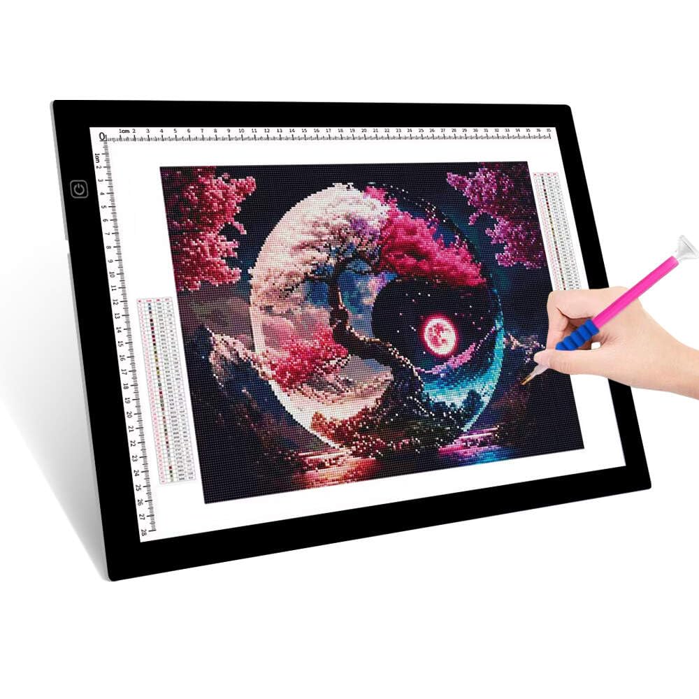 HUAYEYC 16 Pcs Diamond Painting A3s LED Light Pad Kit, Adjustable Brightness Light Box, 5D DIY Diamond Painting Accessories Tool Kit Full Drill, Includes Storage Case, Pens, Stand More