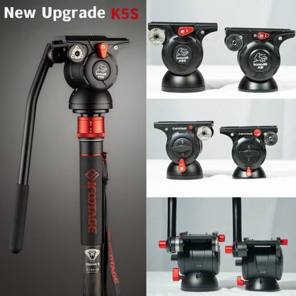 IFOOTAGE Cobra 3 Monopod with Fluid Head,Professional Portable Travel Monopod Set,71" Carbon Fiber Monopod for Cameras with Video Head, Compatible with Sony Canon Nikon Camera,C180F-P&Komodo K5S