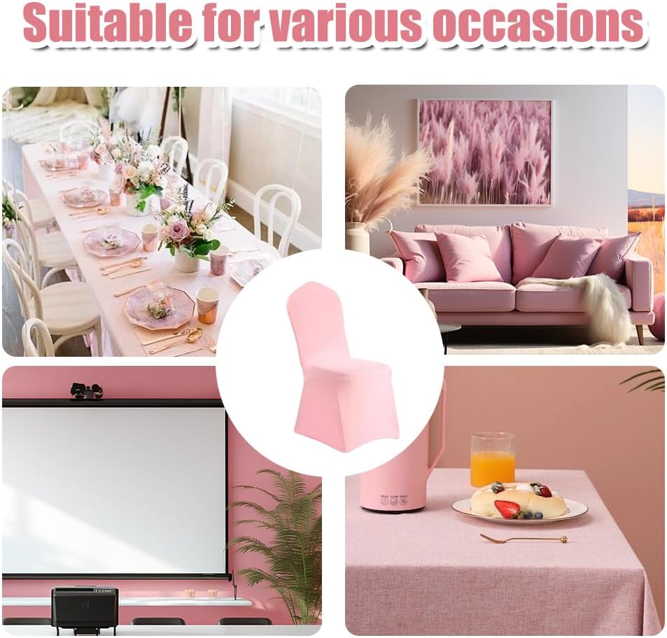Yahpetes (1 Chair Cover Pink Polyester Spandex Banquet Chair Covers Slipcover Flat Front Stretch Spandex Chair Covers