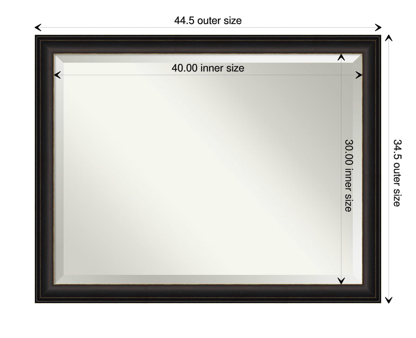 Amanti Art Bronze Wall Mirror 35x45 Trio Oil Rubbed Bronze Rectangle Bathroom Mirror for Wall Decor Living Room, X-Large Traditional Frame, Hangs Horizonally and Vertically, Bathroom Decor, Beveled