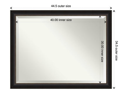 Amanti Art Bronze Wall Mirror 35x45 Trio Oil Rubbed Bronze Rectangle Bathroom Mirror for Wall Decor Living Room, X-Large Traditional Frame, Hangs Horizonally and Vertically, Bathroom Decor, Beveled