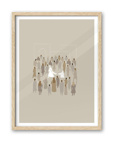 iHery Natural OAK Wood Jesus and Peter Walk on Water Framed Wall Art, 12x16 in Modern Sketch Bible Verses Canvas Art Decor, Beige Logs Boho Scripture 1Pack for Living Room Bedroom