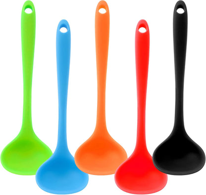 5 Pieces Silicone Ladles, Small Soup Ladle Spoon, Heat Resistant Kitchen Spoons for Cooking and Serving Sauce, Chili,