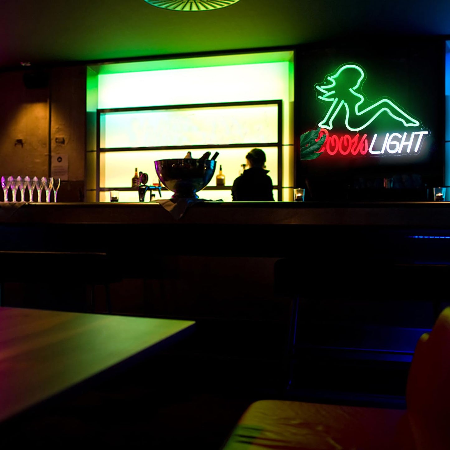Crs Light Neon Sign Beer LED Signs for Man Cave Bar Decor Green Lady LED Neon Lights Signs Bar Neon Sign Wall Art Neon Light for Bedroom Beer Pub Man Cave Restaurant Party Decor