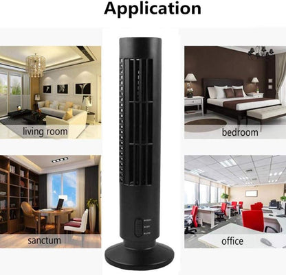 Portable Air Cooler, Vertical Bladeless Fan, USB Desktop Air Conditioner Mini Cooling Tower for Home Office (Black)