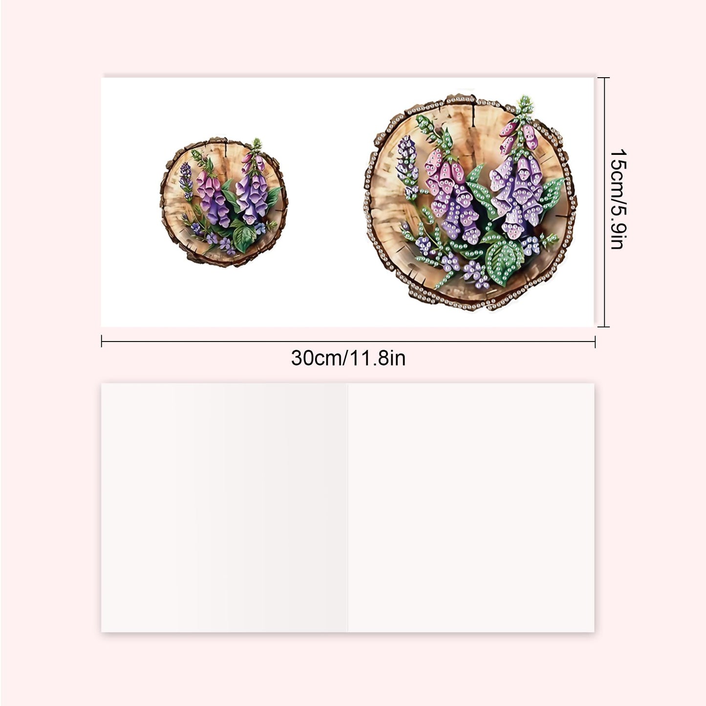 SHEGZHUC 6 Pack Diamond Painting Gift Card Lilacs Tree Stump, Diamond Art Kits for Adults Flowers Purple, Birthday Wedding Anniversary Greeting Get Well Congratulations Thank You Cards with Envelopes