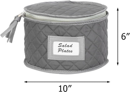 Gray China Storage Case for Salad Plates, 10" W x 6" H, Includes 12 Felt Separators, Stackable with Padded Interior