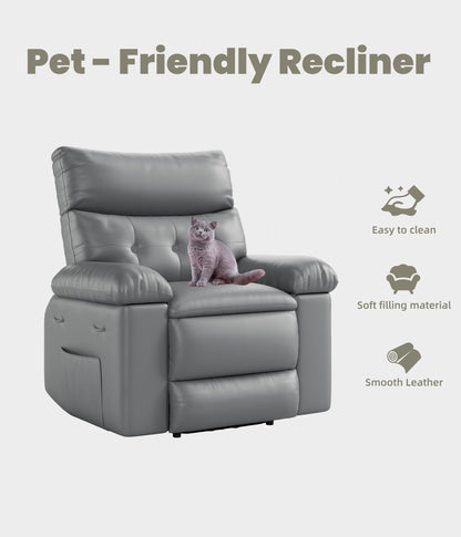 GarveeHome Oversized Recliner Chair, 27" Extra Wide Manual Recliner with Heat and Massage, 400lbs Heavy Duty PU Leather Single Sofa, Large Lazy Chair for Big and Tall Adults, Living Room & Bedroom