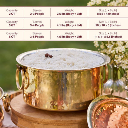 P•TAL Brass Stock Pot with Lid Naturally Nonstick and Toxin Free Pasta Pot Multipurpose Cooking Pot, PFOA and PTFE Free (Set of 3)
