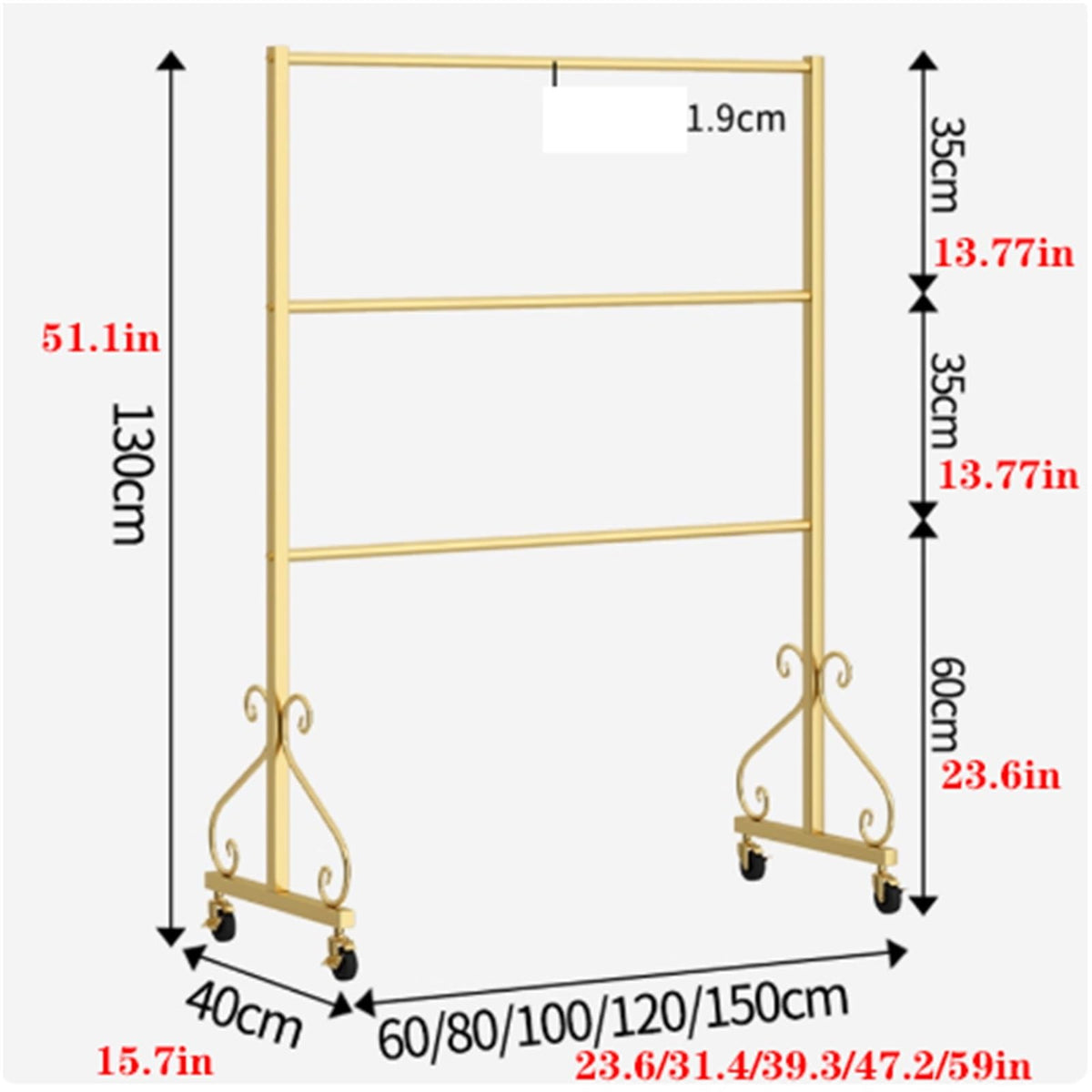 Lingerie Bra Rack Swimsuit Organizer Hanger, Anti-Slip, Underwear Display Stand with Wheels, Commercial Clothing Store Shelf, for Shorts,Hats, Sock, 3 Tier(White,80 * 40 * 130cm)