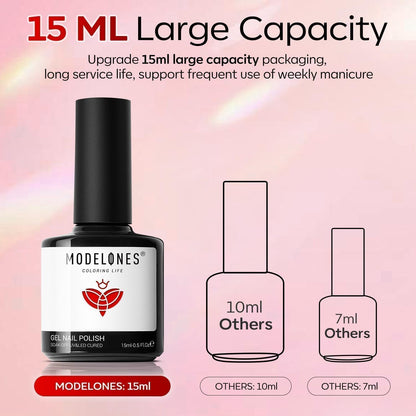 modelones Gel Nail Polish Set 2 Pcs 15ml French Manicure Kit White Nude Pink Jelly Sheer Gel Polish Soak Off UV LED Classic French Tip Gel Polish Natural Nail Art DIY Gift for Women
