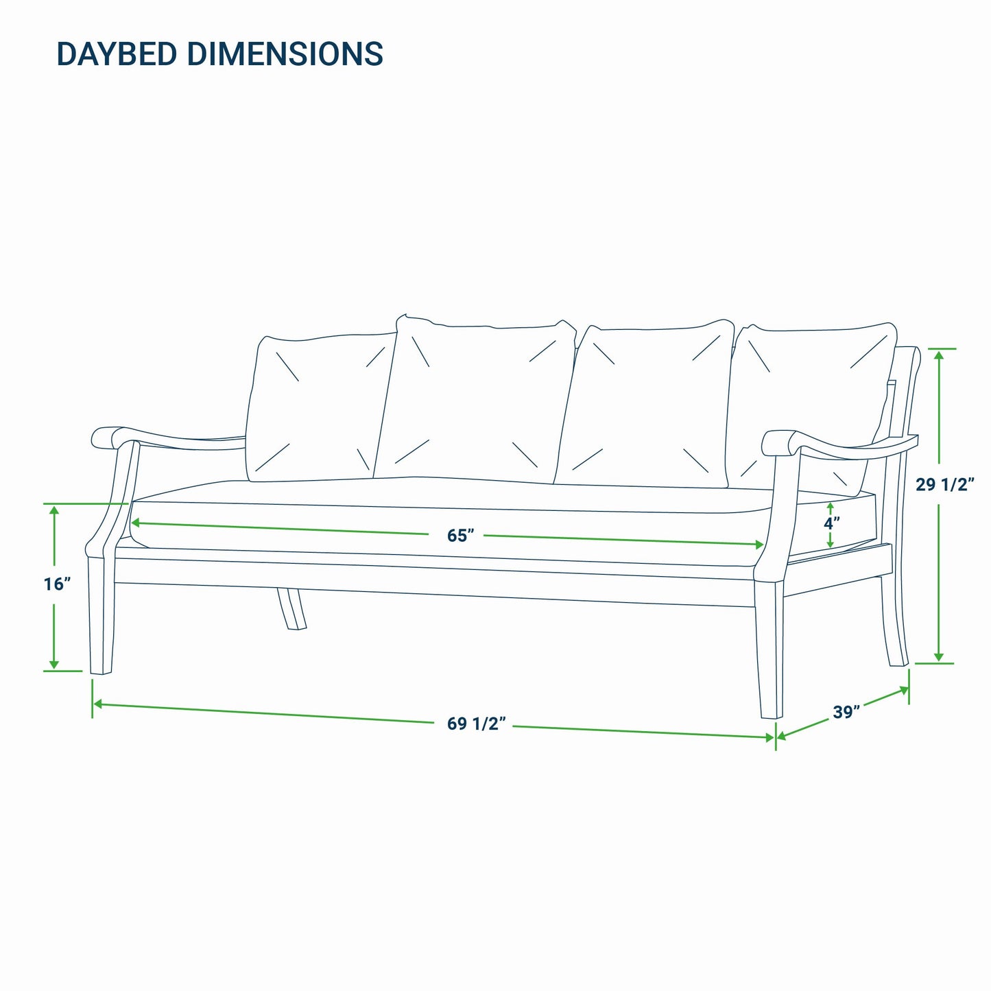 Cambridge Casual Robin Teak Wood Outdoor Sofa Bed with Oyster Thick Cushion, Weather-Resistant Patio Lounger, Seats Up to 3 People, 750 lb Weight Capacity, Removable Cushion
