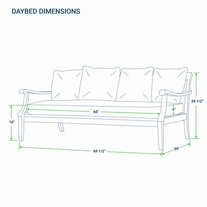 Cambridge Casual Robin Teak Wood Outdoor Sofa Bed with Oyster Thick Cushion, Weather-Resistant Patio Lounger, Seats Up to 3 People, 750 lb Weight Capacity, Removable Cushion