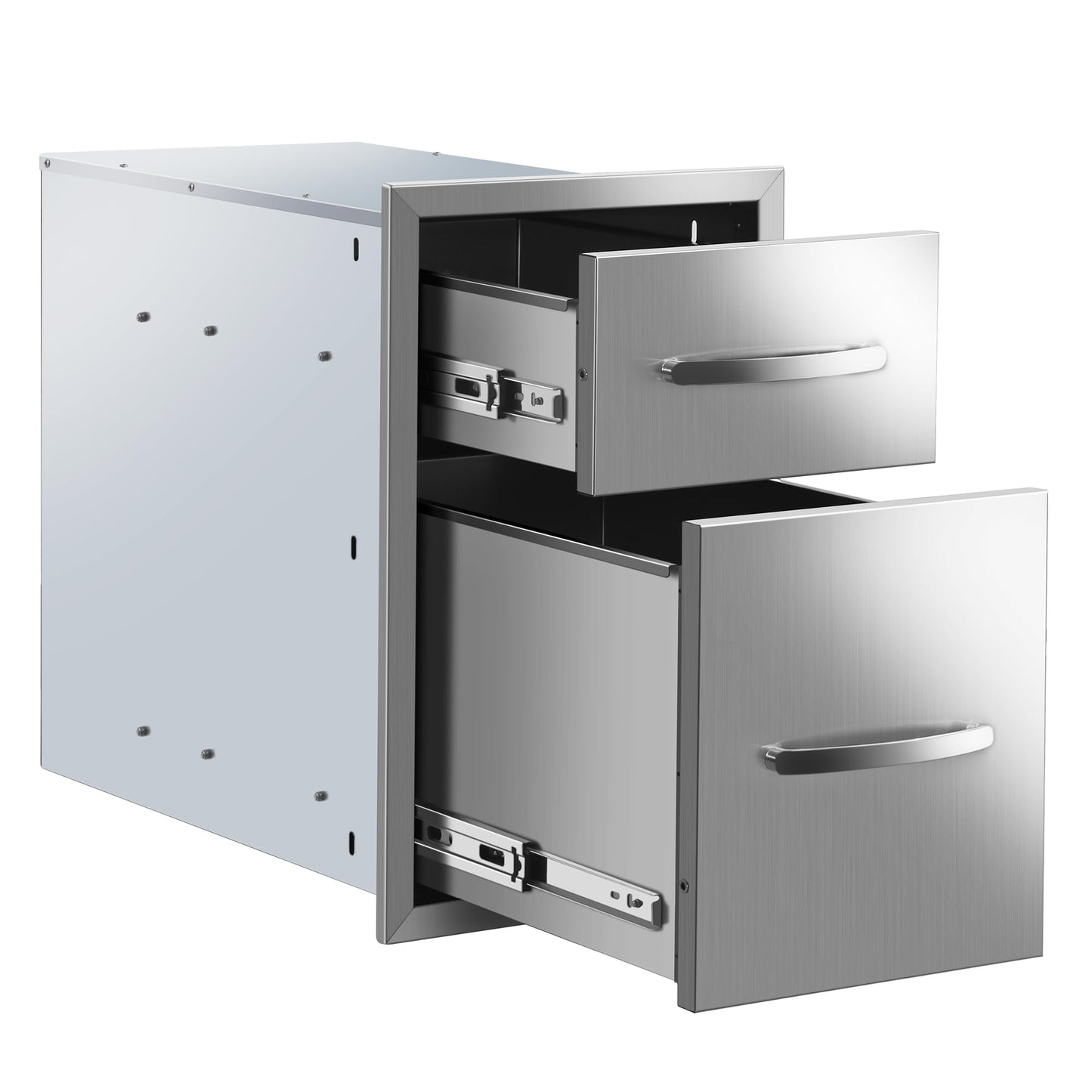 RAILEN Outdoor Kitchen Drawers 13" W x 20" H x 21" D Built-in BBQ Drawer Stainless Steel Access Drawers for Outdoor Kitchen Island or Grill Station