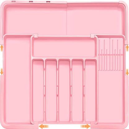 Homecor Silverware Organizer - Expandable Large Kitchen Drawer Organizer Utensil Organizer with 2 Removable Knife Blocks, 22"x 19"Cutlery Tray Drawer Dividers for Kitchen Flatware(6-9 Slots) (Black)