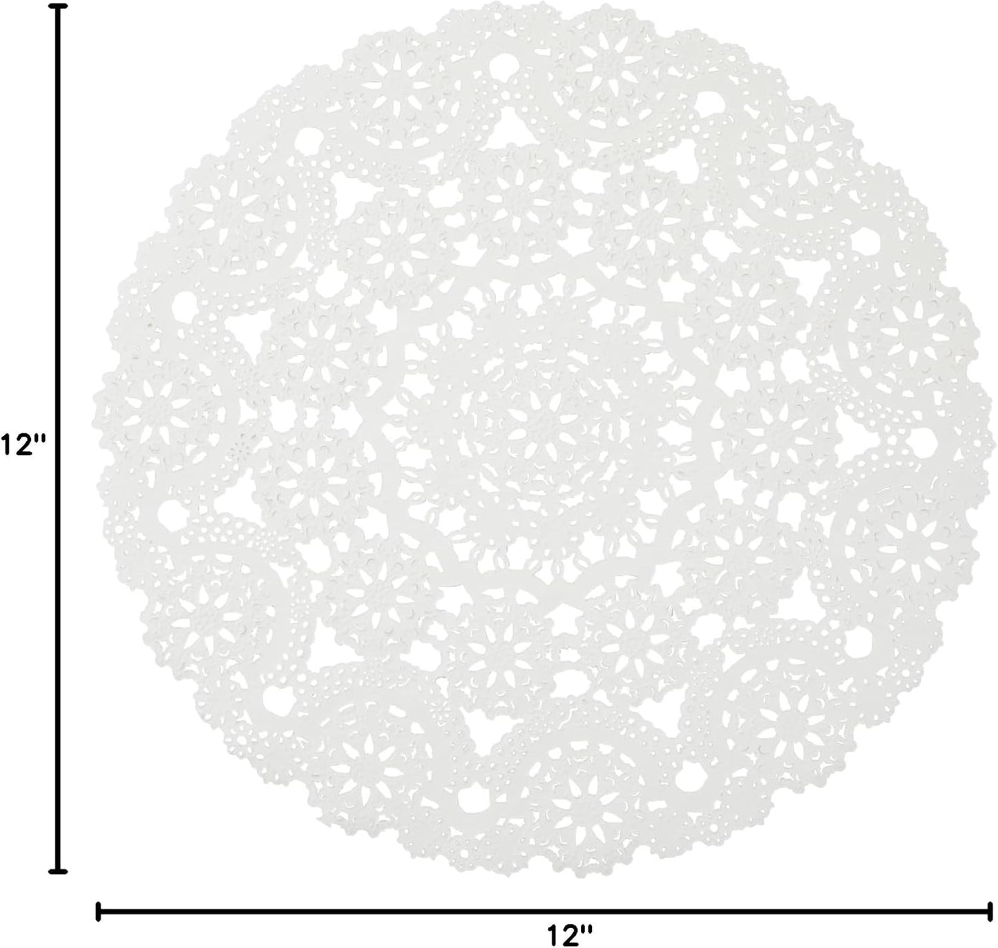 Juvale White Lace Paper Doilies for Tea Party Decorations - 12 in Round, 200 Pack Disposable Paper Placemats