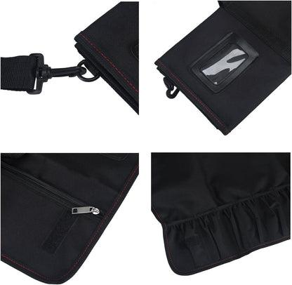 Tosnail Chef Knife Case Roll Bag with 21 Slots & 1 Large Zipper Pocket, Easy Carry Handle and Shoulder Strap - Black