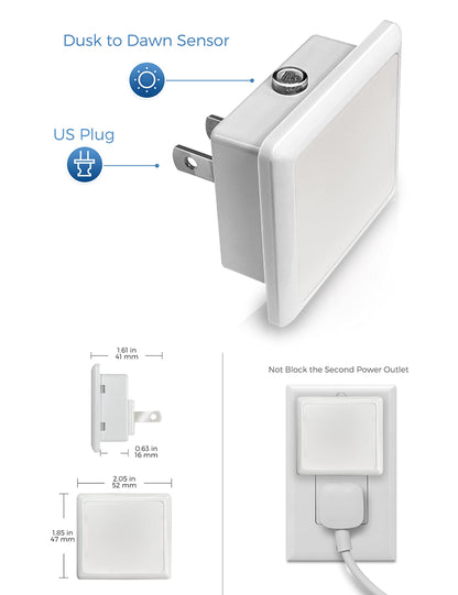 L LOHAS LED Night Lights Plug into Wall, [6-Pack] Plug in Night Light, Dusk-to-Dawn Sensor, 3000K Soft White 0.3W Bright Nightlight Auto-On/Off for Adults Kids Room Bedroom Bathroom Hallway Kitchen