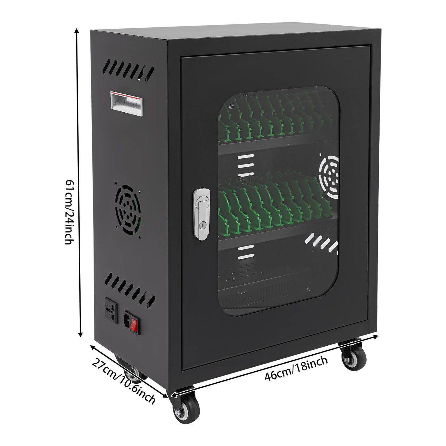 Lumicasaler 30 Slots Mobile Phone Charging Cart, Rechargeable Cell Phone Charging Station with Combination Lock, 300W Charging Cabinet, for Phones/Mini Tablets, School and Enterprise (Black)