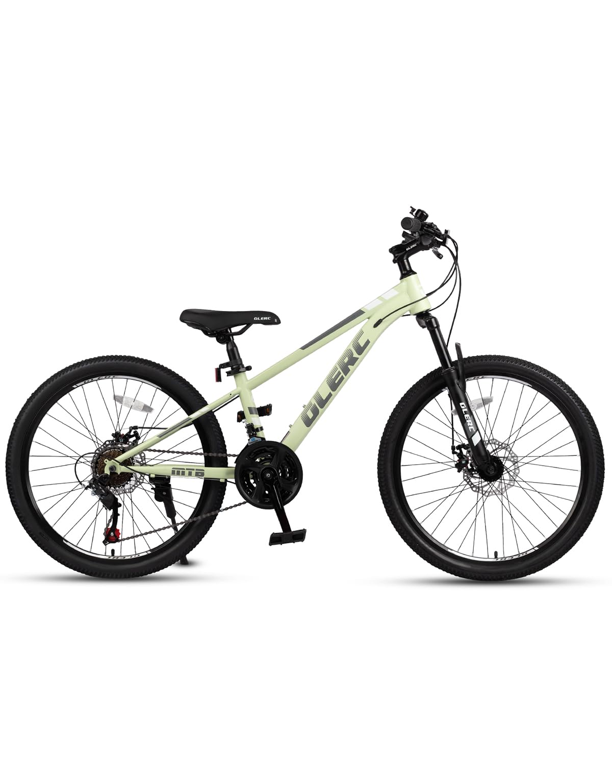 Glerc 24 Inch Kids Bike, Kids Mountain Bike for Boys and Girls Ages 6-10, 21-Speed Skyline Bicycle with Front Suspension and Disc Brakes, Green