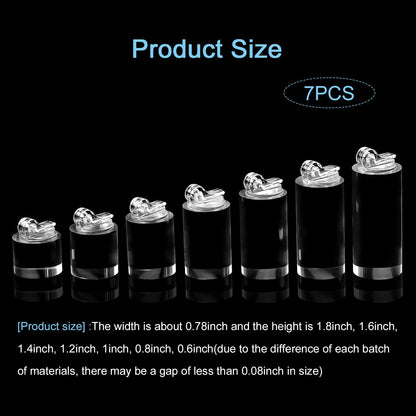 Enenes 7 Pack Acrylic Ring Display Holder Clear Cylinder Jewelry Stand for Wedding Engagement Rings Organizer Sturdy Solid Showcase