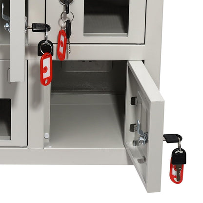 QUEWATSA 9 Slots Cell Mobile Phone Steel Locker with Lock, Cell Phone Locker with Charging Station, Cellphone Locker for Schools, Conference Rooms, and Offices