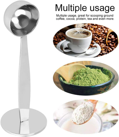 Pomya Dual-purpose Coffee Spoon Bean-Powder Presser, Stainless Steel Espresso Tamper and Measuring Spoon