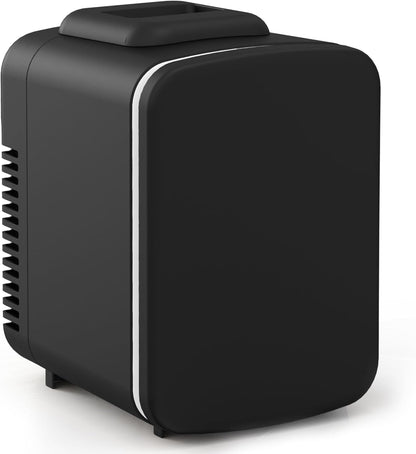Simple Deluxe 4L/6 Can Mini Fridge, Portable Cooler & Warmer, Freon-Free, Compact Storage for Skincare, Black