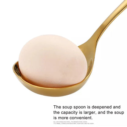 Comicfs 4 Pack Small Soup Ladles, Sauce ladles, SUS 304 Stainless Steel Small Serving Ladle, Gravy Soup Spoon Ladles 8-Inch (Gold)