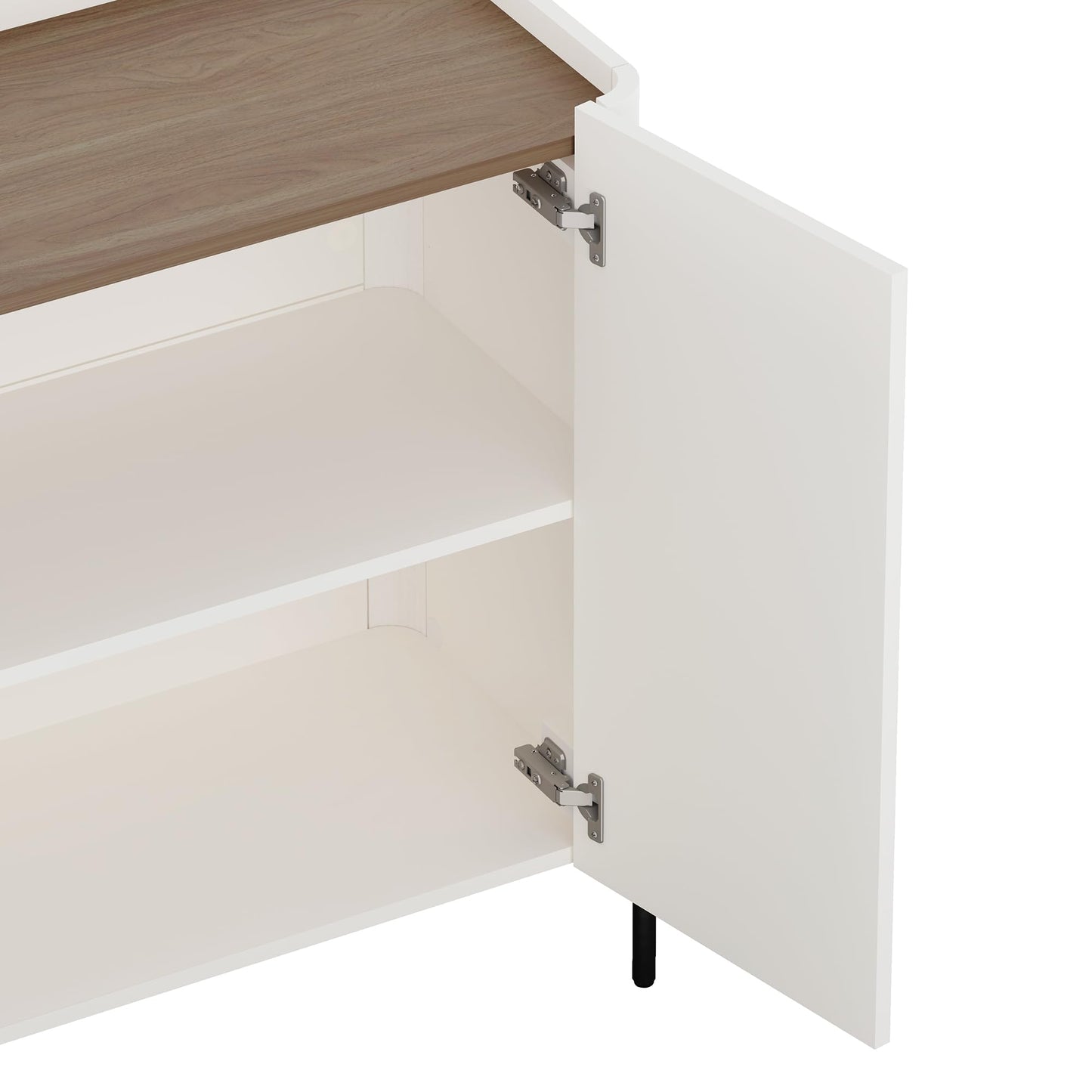 Manhattan Comfort Abbey 2 Piece Set, 67" Sideboard and Accent Cabinet with Adjustable Shelves, Modern Tray Top Design, Soft Close Doors, Ideal for Dining, Living Room, and Bedroom, Maple and Off White