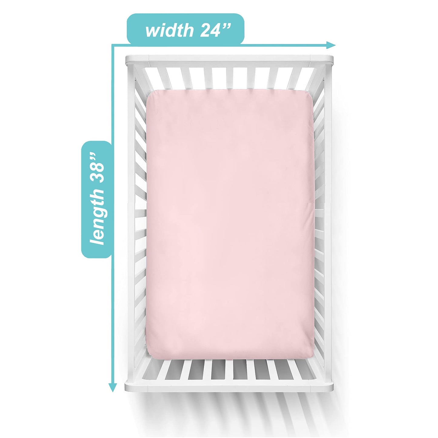 American Baby Company 100% Natural Cotton Fitted Mini Crib Sheet 38" x 24" - Soft & Breathable Small Nesting Portable Crib Sheet, Fits Pack N Play Mattresses, Baby Pink, for Boys & Girls