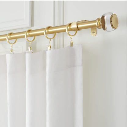 MODE Premium Collection 1 1/8" Diameter Curtain Rod Set with Brilliant Doorknob Curtain Rod Finials and Steel Wall Mounted Adjustable Curtain Rod, Fits 144” to 240” Windows, Brushed Gold
