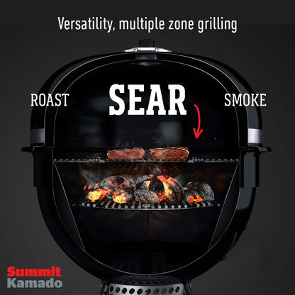 Weber Summit® Kamado E6 Charcoal Grill, Black – Dual‑Walled Insulated Steel Kamado with 24" Cooking Area, Porcelain‑Enameled Kettle & One‑Touch Cleaning System