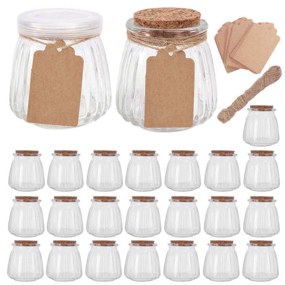 4oz Glass Jars with PE Lids and Cork Lids, 24 Pack Mini Pudding Jars Yogurt Jars Containers for Spice, Jam, honey, Mousse, Wedding, Shower Favors, DIY and Art