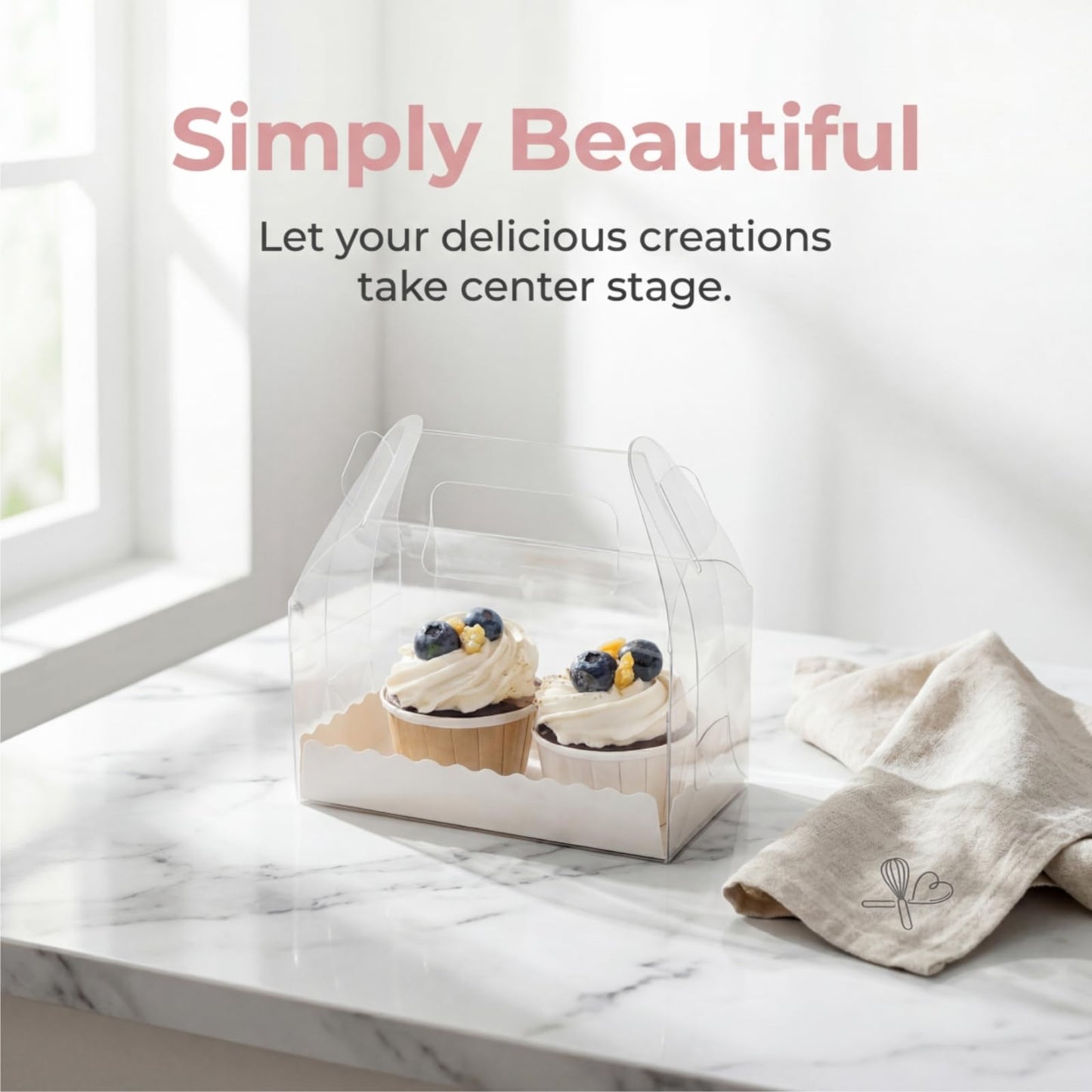 Nagpew Clear Gable Bakery Gift Box,40 Pack, Handles, Party Favor