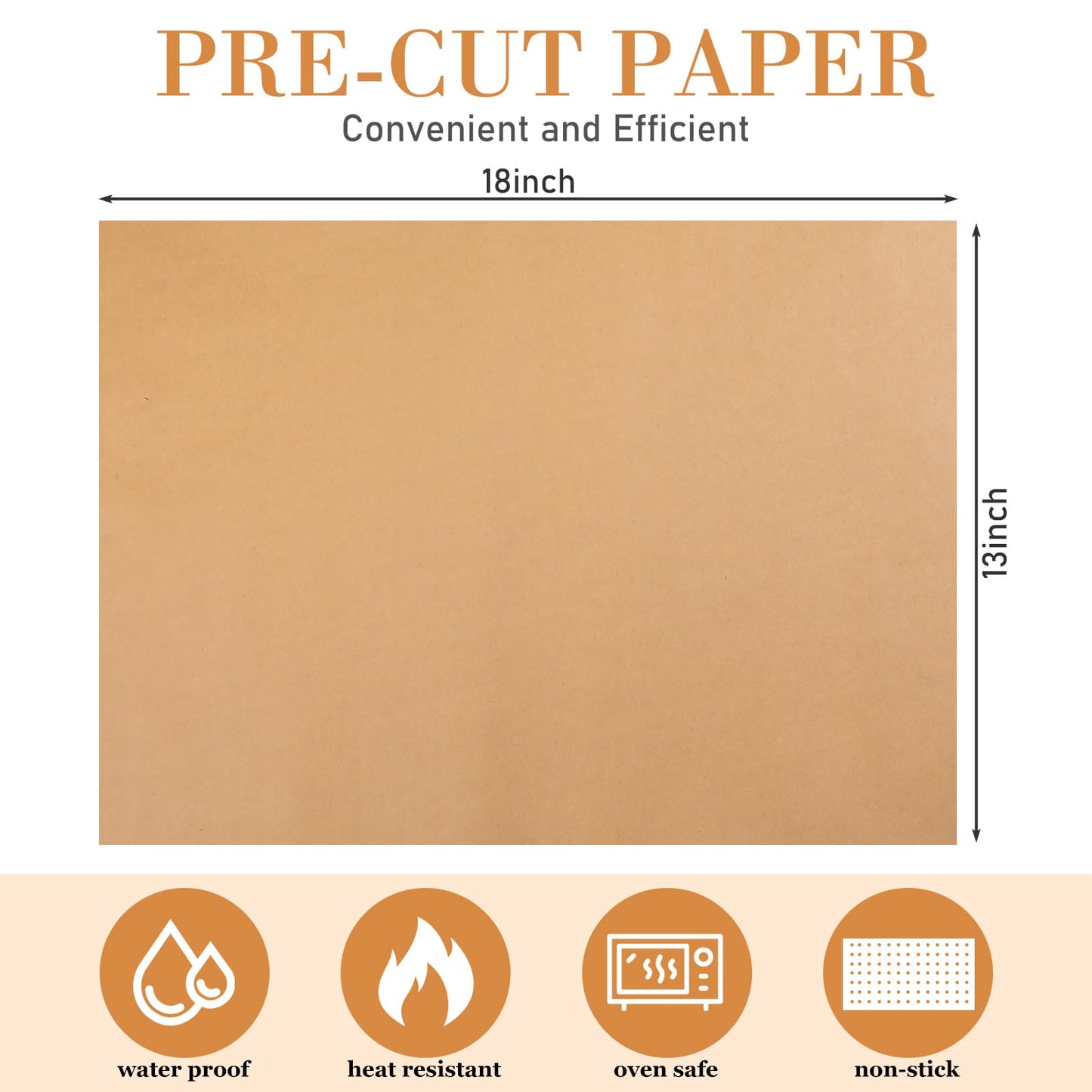 Harloon 200 Pcs Parchment Paper Baking Sheets, Heavy Duty Precut Baking Sheets Nonstick Parchment for Cookies Steaming Grilling Cooking Air Fryer Oven Pan Air Fryer(Brown,13 x 18 Inch)