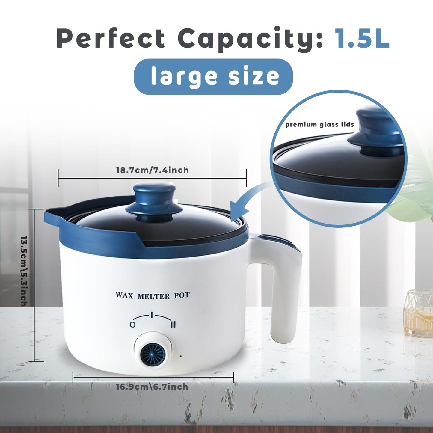 KQU Wax Melting Pot with Thermometer, Electric Wax Melter for Candle Making with Spout, Small Double Boiler Pot Set for Beginner Adults