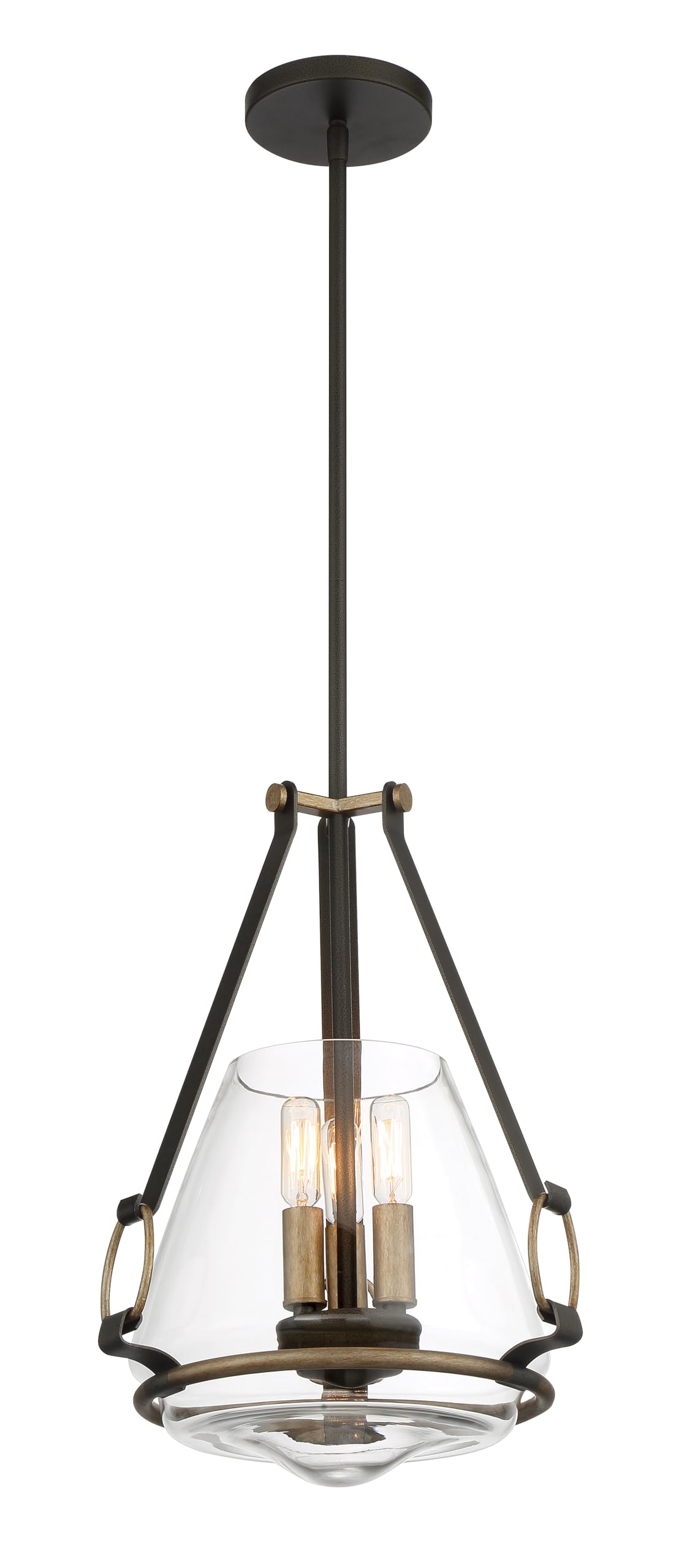 Minka Lavery 3903-107 Eden Valley Convertible Pendant to Semi-Flush, 3-Light, 180 Total Watts, 12.38-in H x 18.13-in W, Smoked Iron with Aged Gold