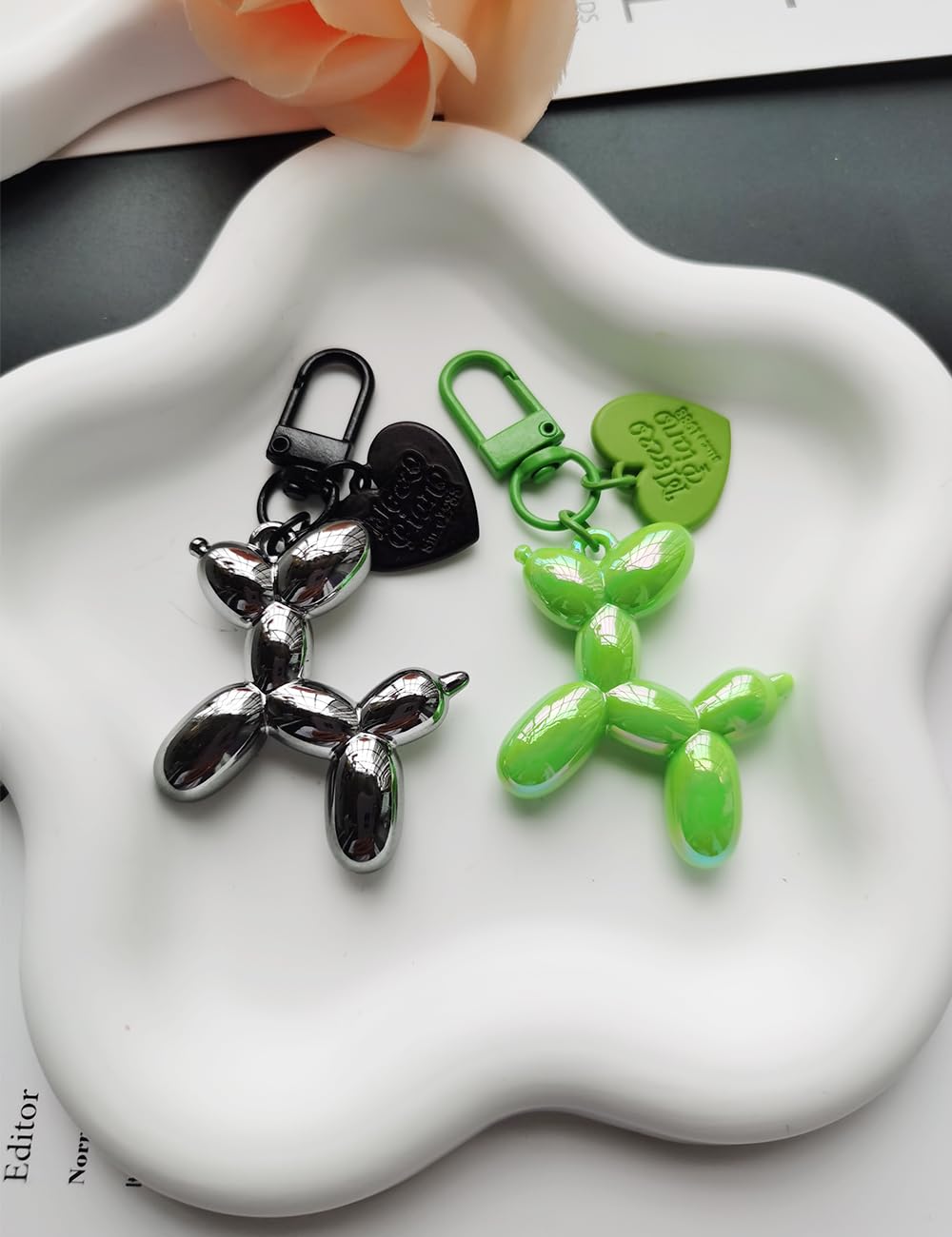 FANEVER Jelly Balloon Dog Keychain Bulk for Women Teen Girls Cute Designer Bag Charm for Backpack Purse Tote Handbag Bookbag (10 Pack-Multicolor 01)