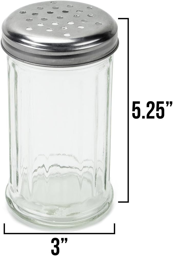 1 Pack 12oz. of Spice & Cheese Shaker|Glass Jar, Metal Lid & Extra Large Holes for Parmesan & Spices by Back of House